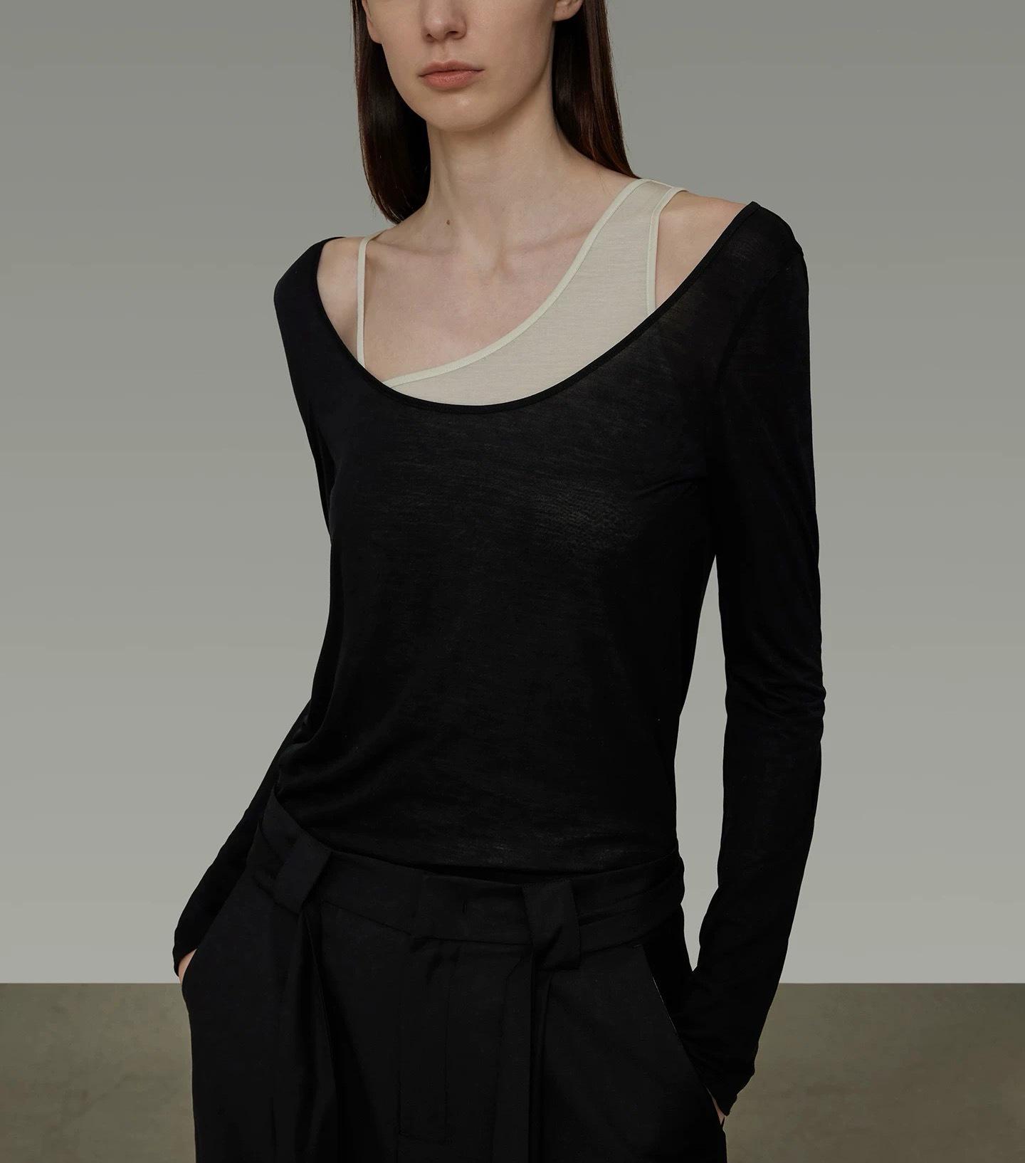 

UNSPOKE Женский трикотажный топ с асимметричным кроем, облегающий фигуру, Осень 2025 - Высококачественный комплект из двух частей Large