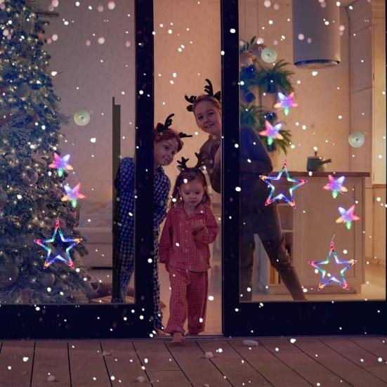3Pcs LED Christmas Window Lights Silhouette Tree Decoration with Suction Cups Battery Powered Decorative Lights for Glass Wall