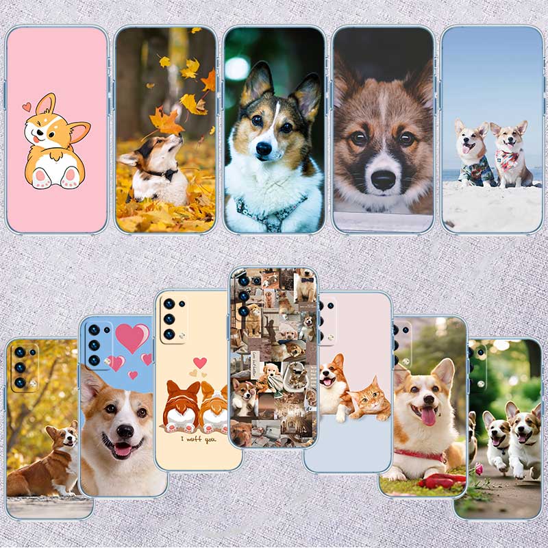 UP23 Cute Corgi dog Transparent Phone Case for Samsung Galaxy A04 A04S A14 A23 A34 A54 M23 M33 M52 M53
