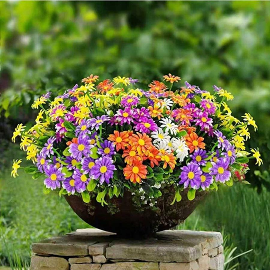 Künstliche Blume Seide Falsche Pflanze Gänseblümchen Hochzeitsbogen Kranz Heim Zimmer Tischdeko Außenhof Bunt Hübsch Produkt Zubehör