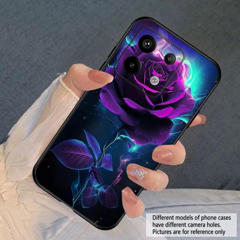 Dark Purple Rose For Redmi Note 10 11 Note12S 12 13 14 Pro Plus 5G 14S 4G 13ProPlus 9S 9 P ro 13C 14C silicone soft phone case