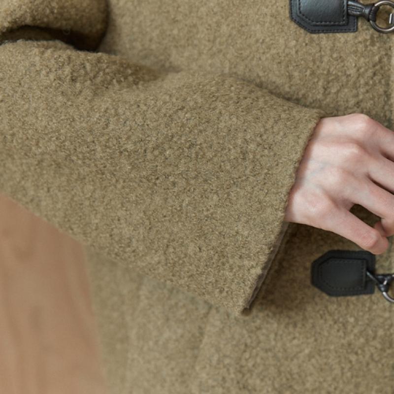 Maxza Wool Alpaca Loose Fit No Collar Boucle Coat Cc11qc300on