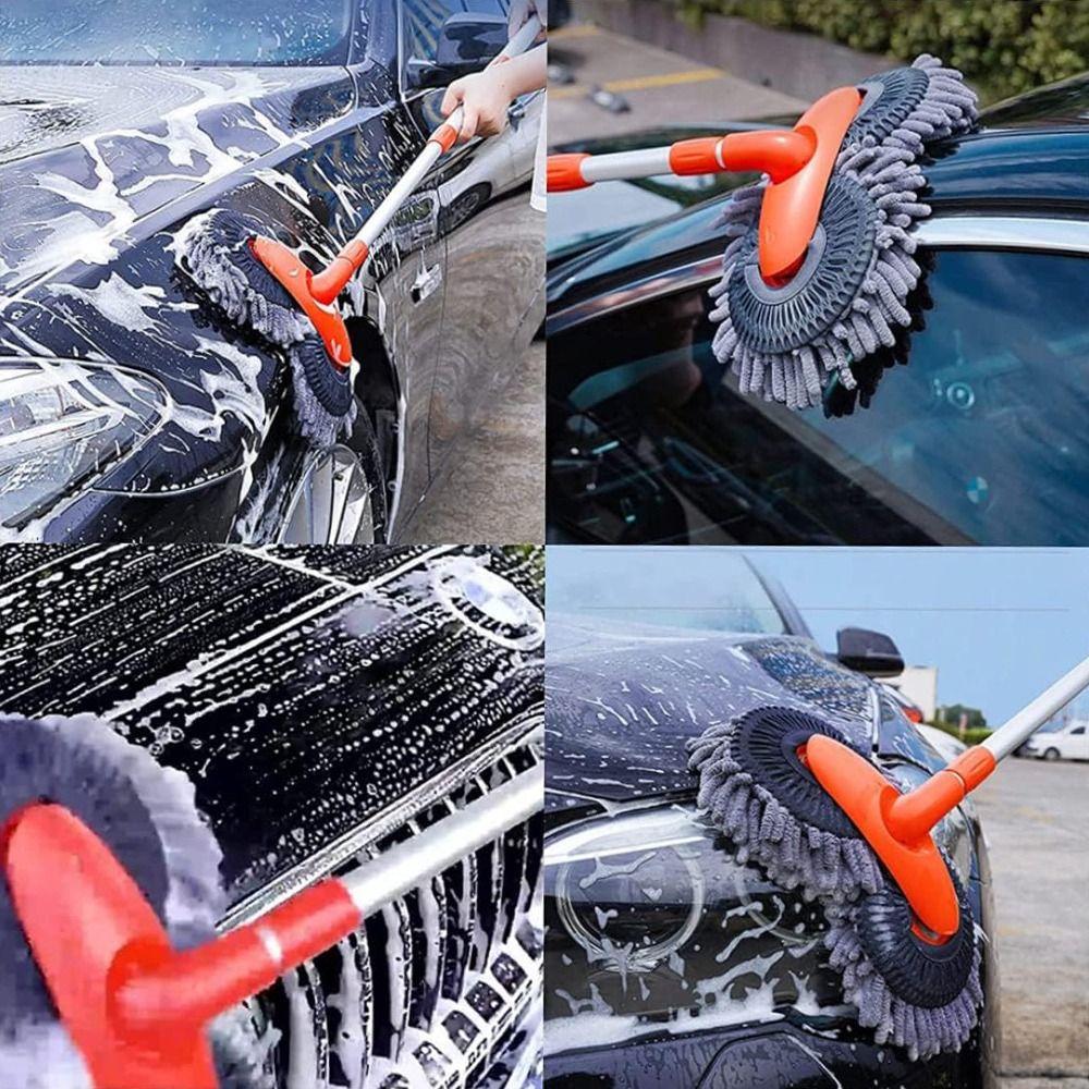 Three-Section Telescopic Car Washer Mop Double Brush Head Car Cleaning Kit  Vehicles