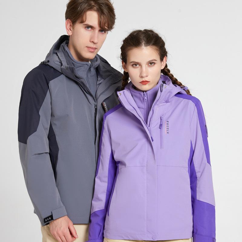 Autumn and Winter Style Jacket, Windproof and Waterproof Jacket, Three-in-one Removable Gold Mink Velvet Liner, Warm Mountaineering Jacket