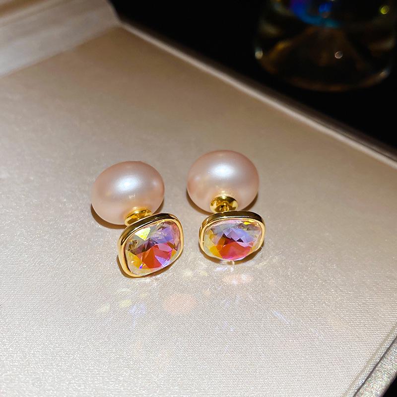 Silver Needle Pink Butterfly Zircon Cutout Stud Earrings - High-End Luxury Fashion Jewelry