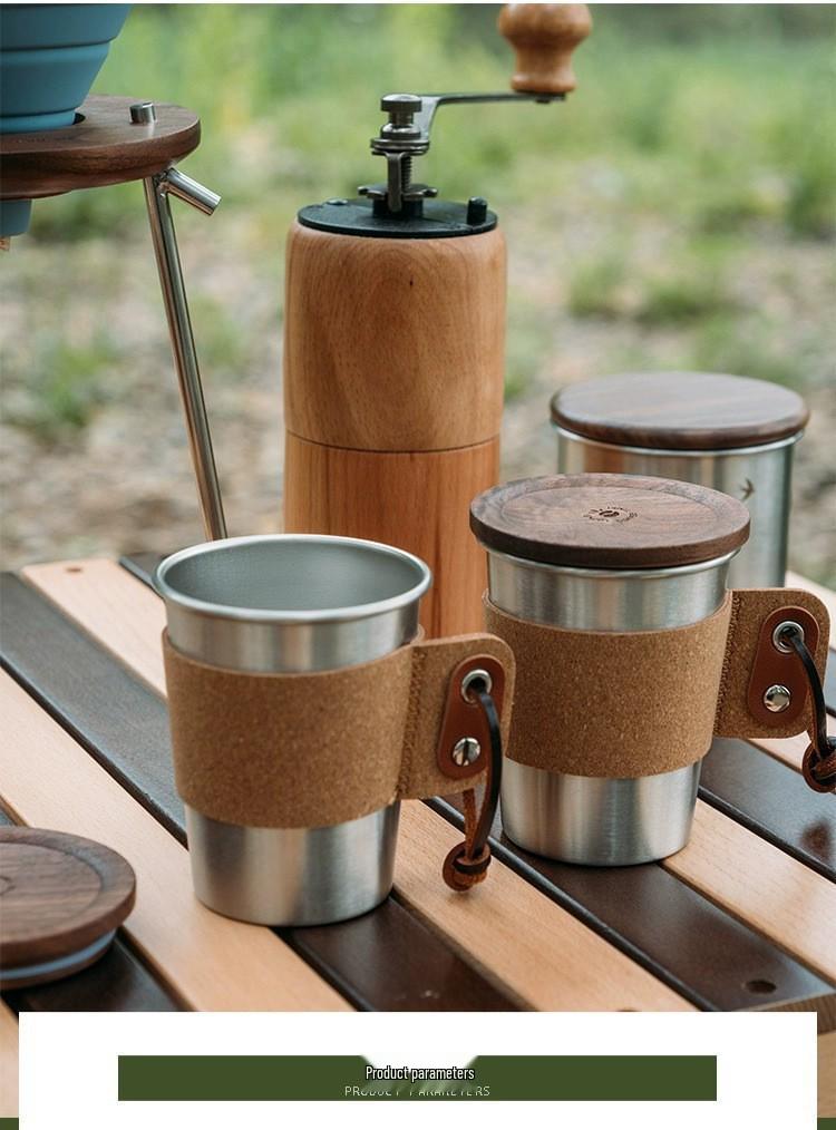 304 Stainless Steel Camping Coffee Cup with Cork Sleeve