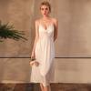 Sexy Ice Silk Satin Cami Nightgown Deep V Backless Long Slim Fit Skin-Friendly Pajamas 516 Silky Luxurious Sleepwear for Ultimate Comfort