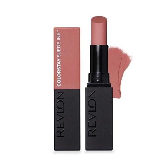 Revlon ColorStay Suede Ink Lipstick 001 Gut Instinct Beige Pink (Warm ToneCool Tone) Long-lasting Minimal Color Transfer Soft Matte 2.55g Lip