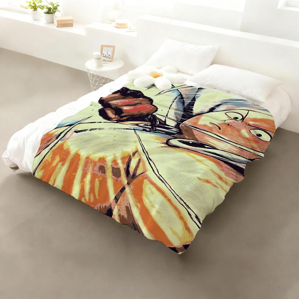 Anime One Punch Man Throw Flannel Throw Blanket: Soft Kid-Friendly Warm Anti-Static All Season Washable Couch Bed Home