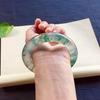 Ice-Clear Natural Jadeite Bangle - Floating Flower Design, Myanmar Jade, Women's Gift Style