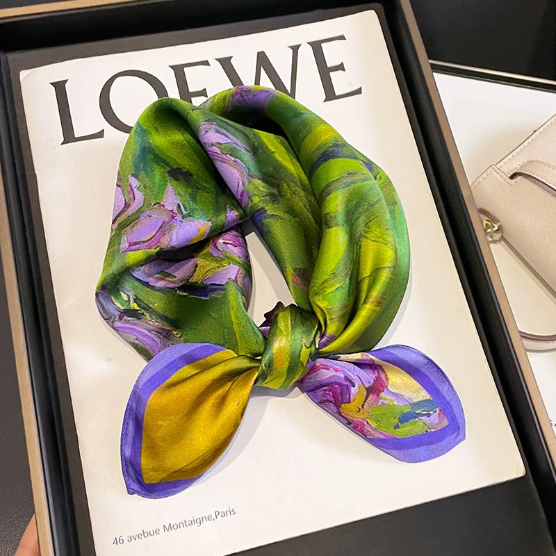 Fashion 100% Real Silk Scarf 53cm Square Bandelet Women's Silk Temperament Small Scarf Neck Decorative Wrap Printed Scarves