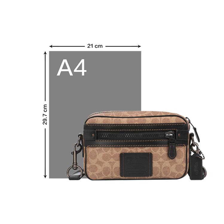 New COACH Academy Leather Camera Bag, Crossbody Bag, Shoulder Bag Men's Khaki 69333-JIKHA
