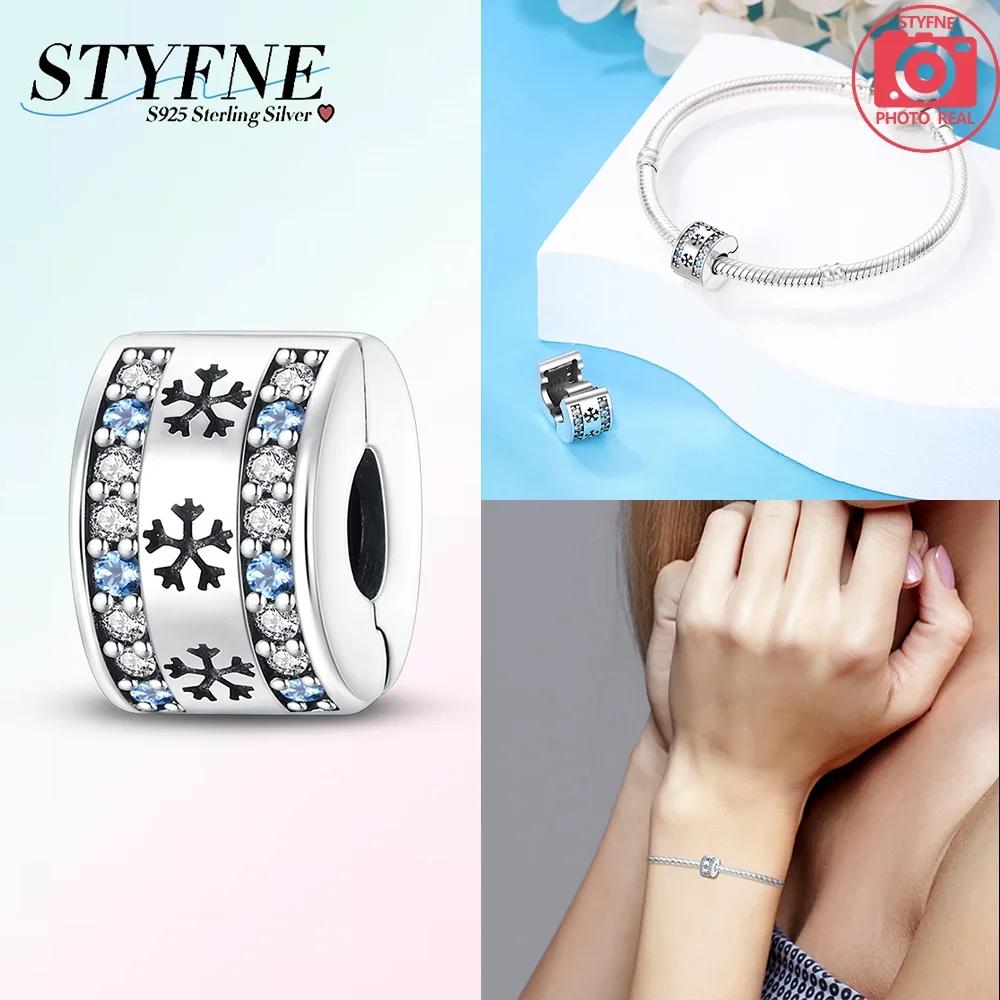 Original Copper Four-Leaf Clover Pink Zircon Snowflake Lock Charm Heart Beads Fit Bracelet Women Jewelry Diy Gift Accessory