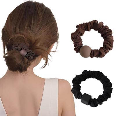 Yokosen Hair Black and Set of Stylish Hair Ties for Hair Hair Korean Fashion Black and Brown Ties, Scrunchies, Brown, 2, Women, Thick, Non-Marking