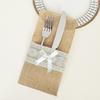 Lace Trim Tableware Storage Bag Linen Fabric Table Decoration Accessories  For Table Decorations