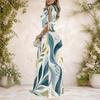 Women Plus Size V Neck Cold Shoulder Short Sleeve Tie Cuff Printed A Line Maxi Dress