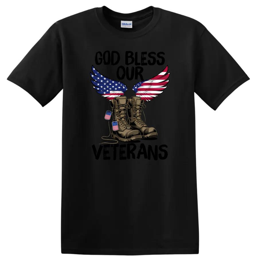 American Flag Boots W/ Wings Military Tribute Graphic T Shirt Tee