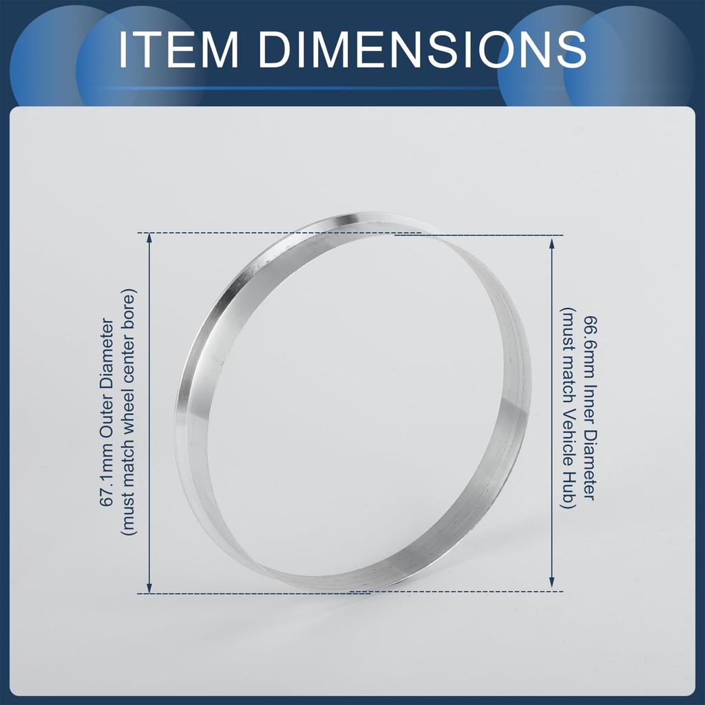 INFINAUTO Radnabenringe 66,6mm Innen zu 67,1mm Außendurchmesser Fahrzeugradnabenringe Aluminiumlegierung 4 Stück