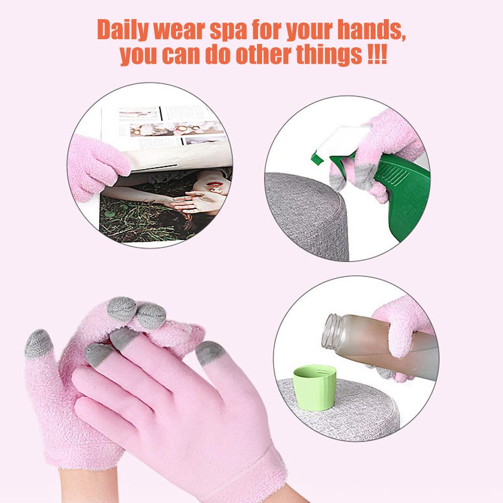 1 Paar wiederverwendbare SPA-Gel-Handschuhe, feuchtigkeitsspendende, aufhellende, samtig glatte Schönheits-Handpflege-Silikon-Touchscreen-Handschuhe