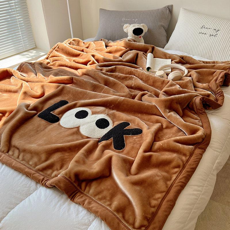 

Плотное Толстое Мультяшное Полотенце Вышитое Одеяло Двухслойное Теплое Молочный Вельвет Чехол на Диван Уютный Дышащий Покрывало для Взрослых Детей 150x200cm