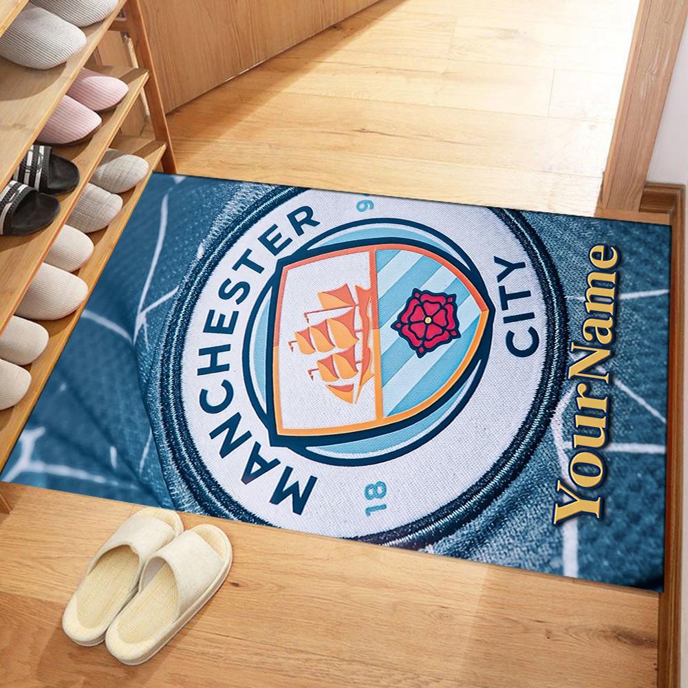 Manchester City Personalized Text Floor Rug Office Rug Design for Decorate room Living Rooms Kitchen Playrooms Anti-slip Rug Anime Office Decor