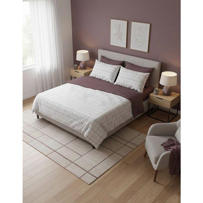 Parure de lit King Size - 1 housse de couette 240 x 220 cm + 2 taies d'oreiller 60 x 60 cm - 100% coton renforcé - Rose / Blanc