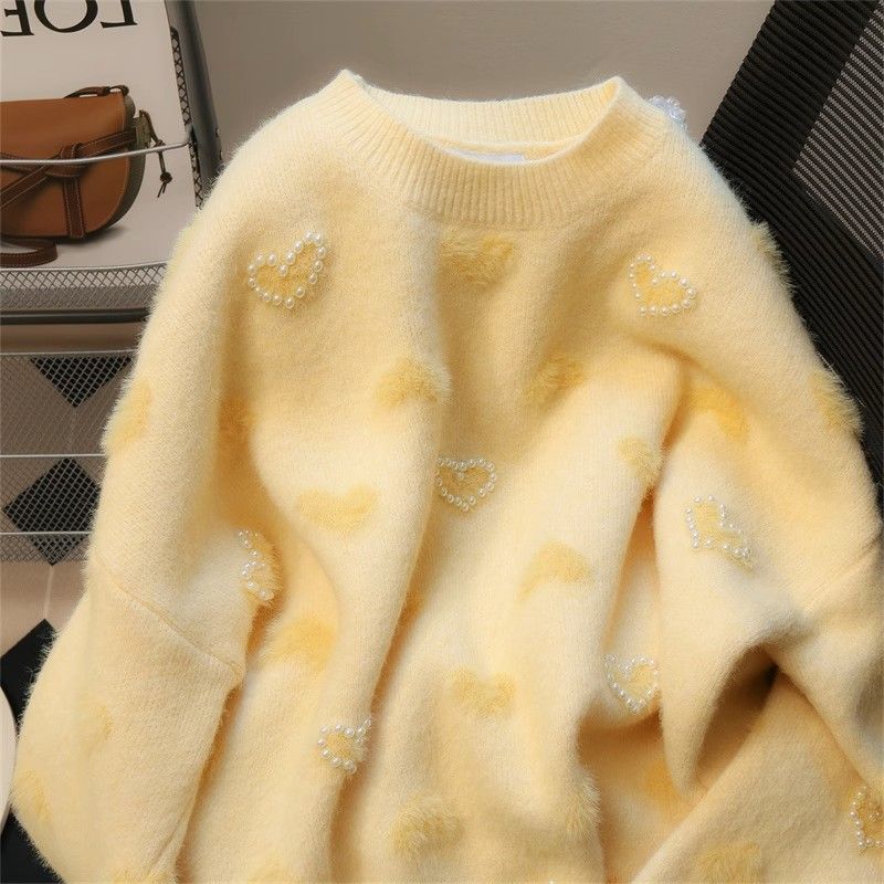 

Goose Yellow Sweater Women s Autumn and Winter Fleece-lined Thickened High School Junior High School Student Inner Youth Young Adult Base Knitwear Milk yellow M Suggested 45.00 kg-50.00 kg