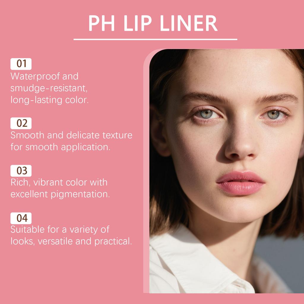 Lip Liner: Long-Lasting Waterproof Lip Pencil for Precise Definition, Smudge-Resistant & Smooth Application, 3 Shades