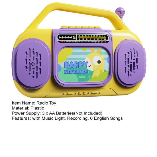 Dětské multifunkční rádiové hračky s hudbou, světlem, nahráváním, 6 anglických písniček, pro batolata, chlapce, dívky, kreslené žirafy, dinosauři, rádiové vzdělávací hračky