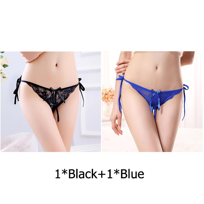 Sexy G-string T Panties Female Underwear Lace Thongs Women's Pants Sexy Pearl panties Erotic Women Crotchless panties plus size