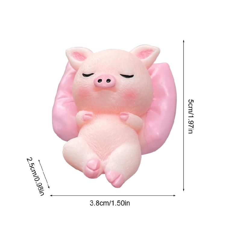 Enfeite de Decoração Animal de Desenho Animado Fofo Panda Dormindo Cachorro Porco Coelho Miniatura para Decoração de Mesa, Prateleiras ou Carro