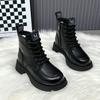 Hrubý podpatek Martensky dámské 2025 podzim a zima nové britský styl ins retro střední boty, tenké a všestranné boty