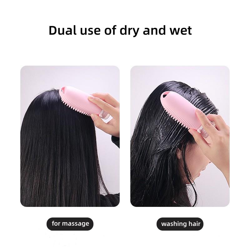 Silicone Scalp Massager Shampoo Brush 2 In 1 with Soft Bristles Exfoliator for Washing Hair Portable Cleaning Tool for Travel