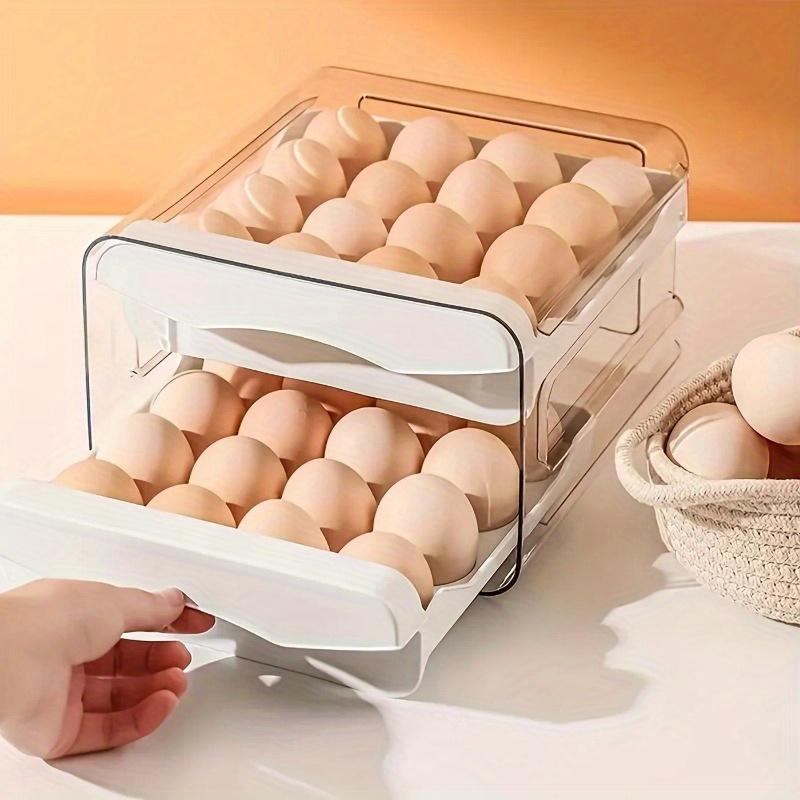 Refrigerator Egg Storage Box Drawer Style Egg Organizer 2-layer Pull-out Box For Keeping Eggs Fresh Large Capacity Kitchen Rack