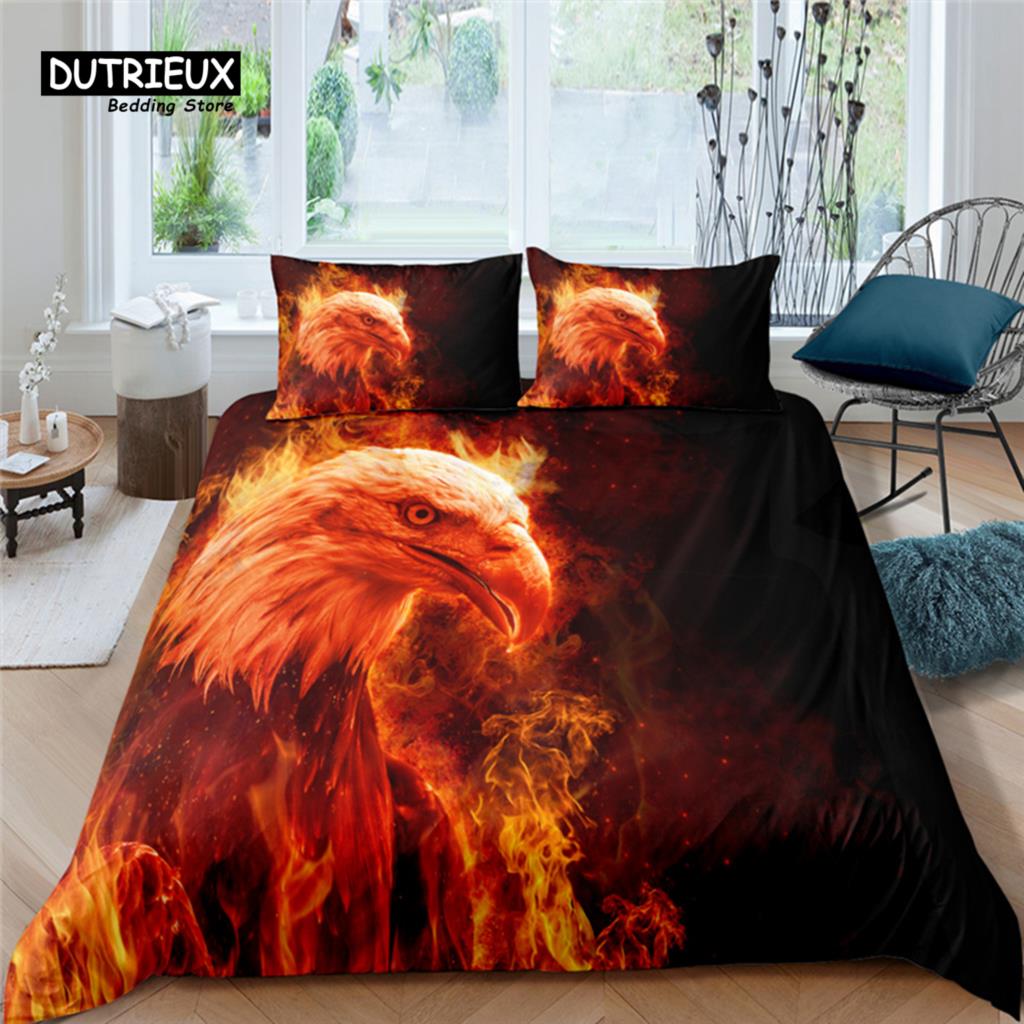 

Роскошный комплект постельного белья для дома с принтом орла 2/3 предмета, мягкий пододеяльник, наволочка, размер Queen и King, детский комплект постельного белья, размер EU/US/AU EU single(135x200cm)