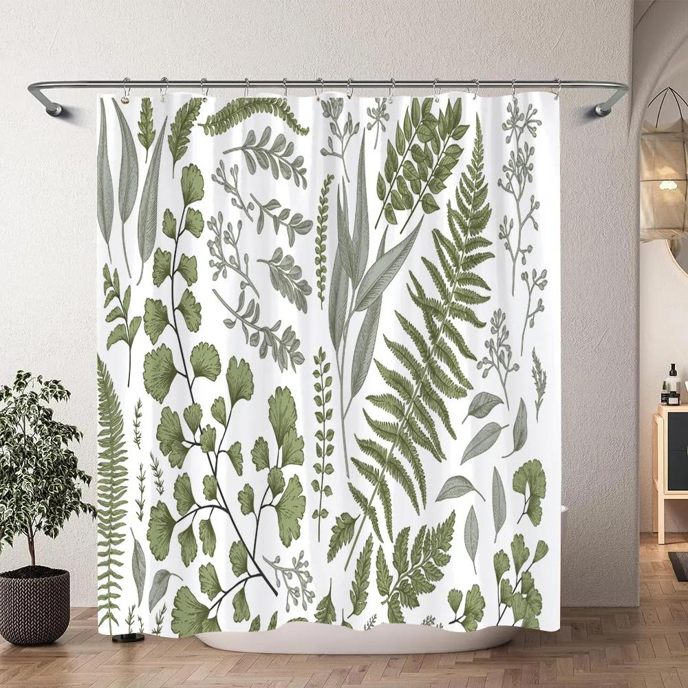 Tenda da doccia vintage a forma di fungo Foresta naturale Boho Farfalla Pianta Floreale Poliestere Tende da doccia Decorazione per il bagno Con ganci