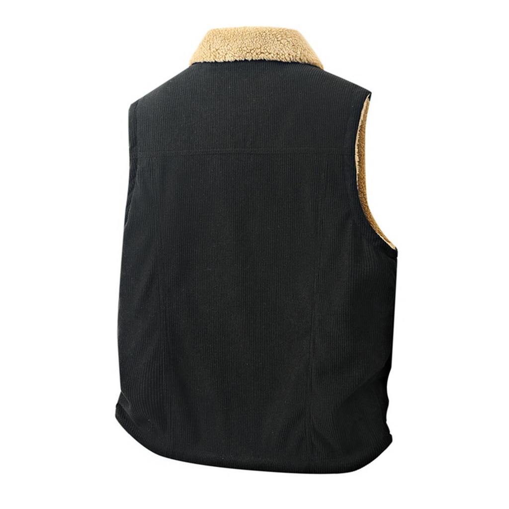 Herren Casual Innen- und Außenfarblich abgestimmte Reißverschlusswesten, Herren Doppelseitige Fleece Warme Lammfell Reverswesten