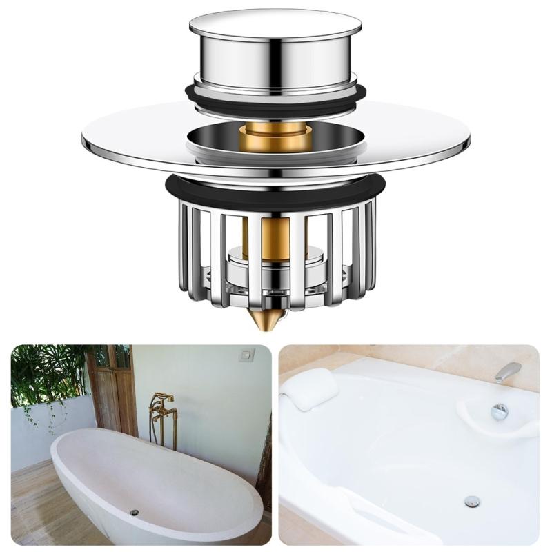 Enhances Double Function Bathtubs Plug & Strainer Popup Styles 2 In 1 Bath Tub Drain Plug And Hair Collector Popup Stop