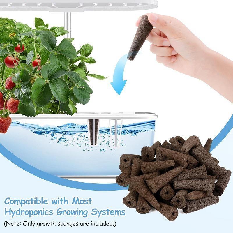 Seed Grow Sponges Hydroponic Pods Kit with Plant Labels Replacement Root Growth Sponges Indoor Gardening Accessories