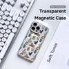 Cartoon Cute Dinosaurs Phone Case For iPhone 17 16 15 14 13 12 Pro Max Plus With Magnetic Crystal Clear Case Wireless Charge