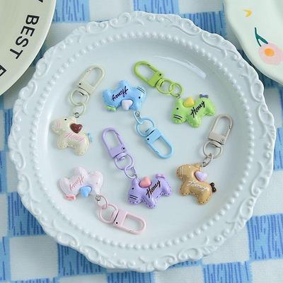 Creative Cartoon Resin Horse Keychain, Heart Pendant - Cute Student Gift