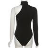 New Fashion Elegant Long Sleeve Women's Jumpsuits Single Shoulder Stand Sexy Rompers Women Bodysuits Streetwear Slim Fit Solid Ladies Jumpsuit 26141