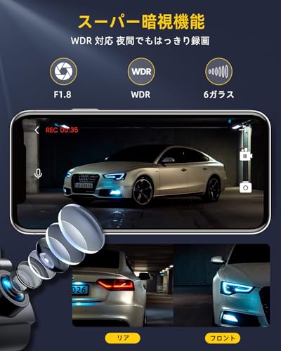 GKU New Edition Drive Recorder Front and Rear Camera [4K 1.5" LCD] GPS [5GWIFI] Smartphone Linked Small Drive Recorder Front and Rear 4k+1080p Dr