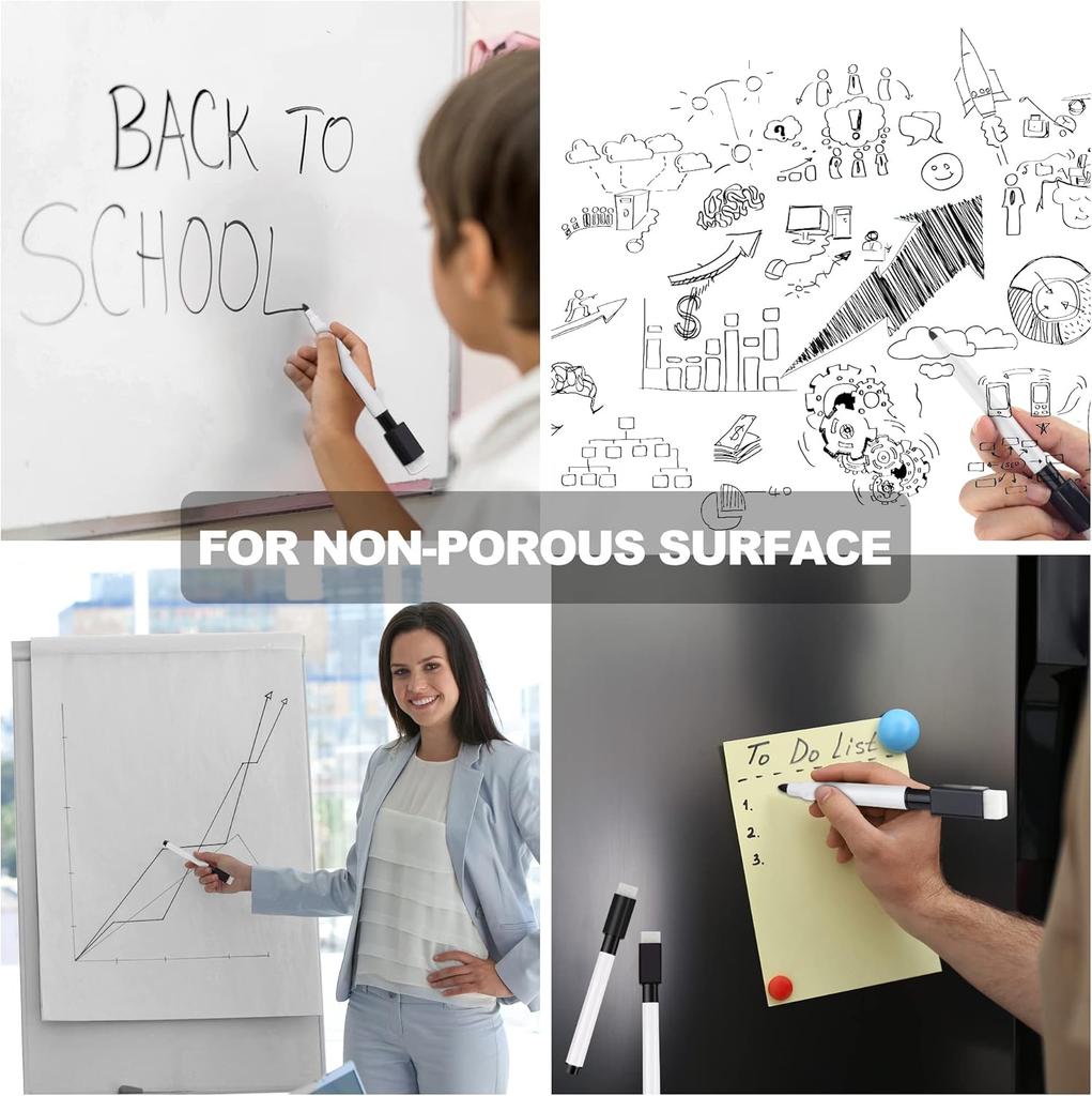 5 Pcs Black Dry Erase Markers Magnetic Dry Erase Marker with Eraser Cap Mini Dry Erase Markers for Whiteboard