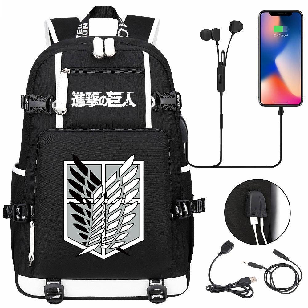Anime Cloud Print USB Backpack for Teens Students Casual Large Capacity Travel Daypack