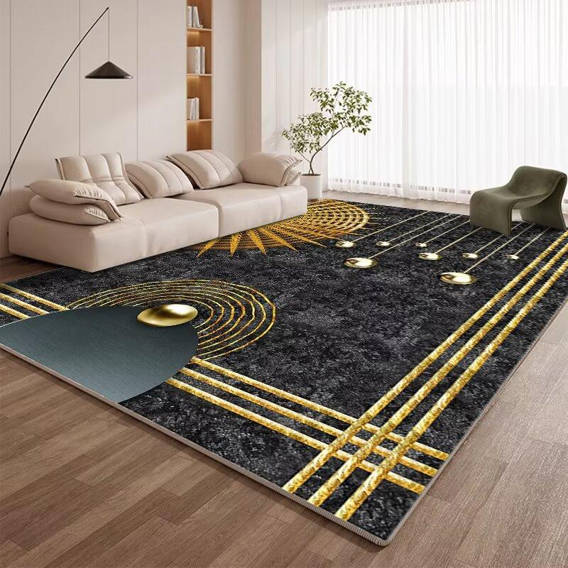 

Luxury Modern Living Room Carpet Home Decoration Golden Nordic Geometric Rugs for Bedroom Washable Fluffy Large Area Mat Bedside 60*90cm