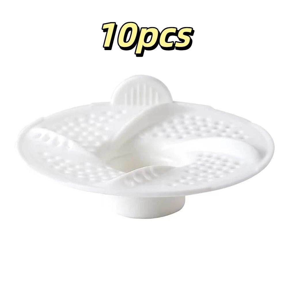 10pcs Rotating Drain Strainer Vortex Design Drain Cover Easy Clean Hair Collector Bathtub