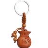 Lucky Jewelry Wood Carving Buckle Buddha Pendant Keychain Car Bag Keyring