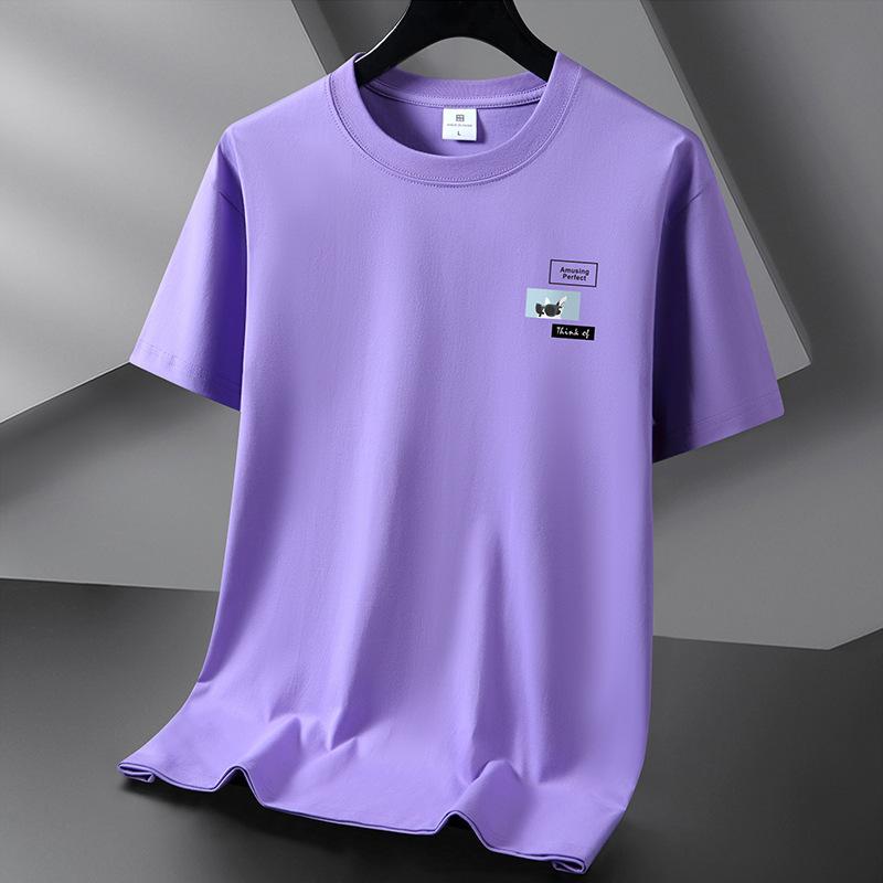 Teenager Boys Summer Loose Short Sleeve O Neck Printed Pullover Brathable Cotton T-shirt