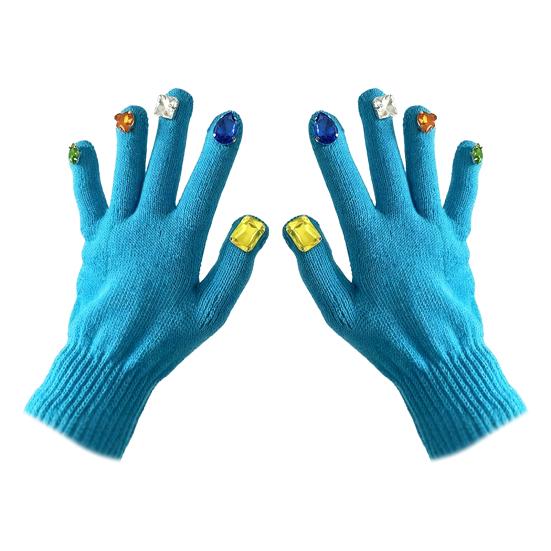 Faux Diamond Knitted Gloves Women Cotton Thickened Winter Gloves Windproof Riding Outdoor Mittens Fashion Accessories